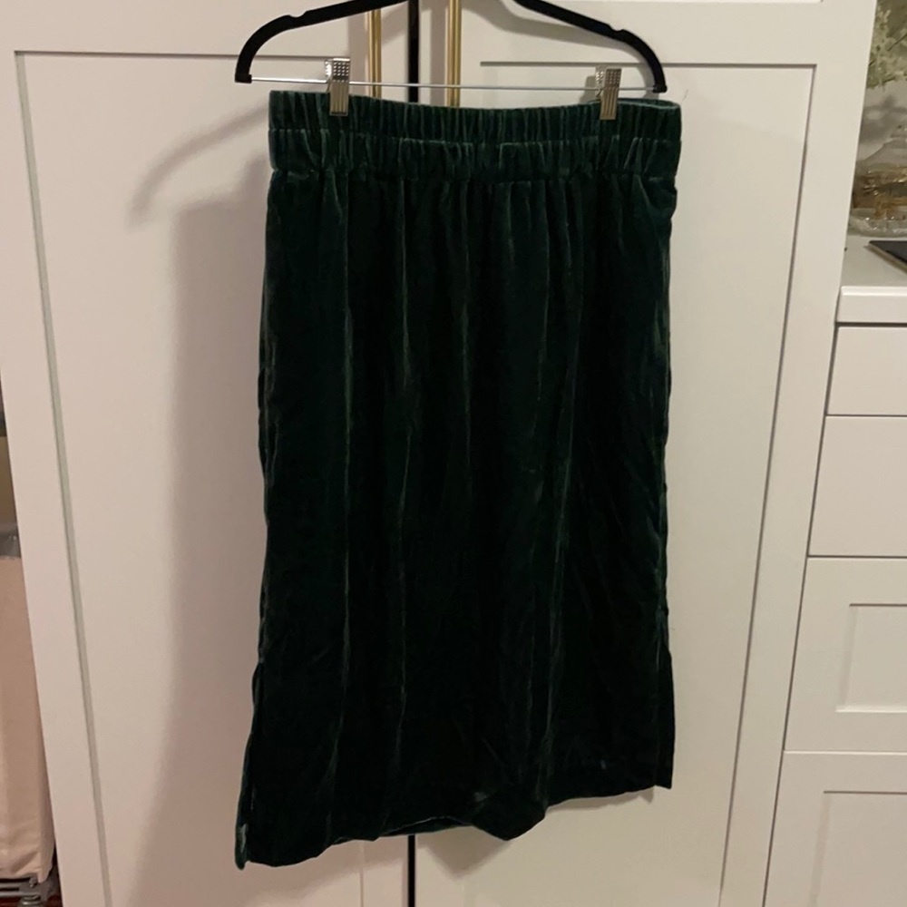 JCrew green velvet skirt